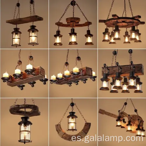 Luz colgante de madera industrial vintage para bares de bar